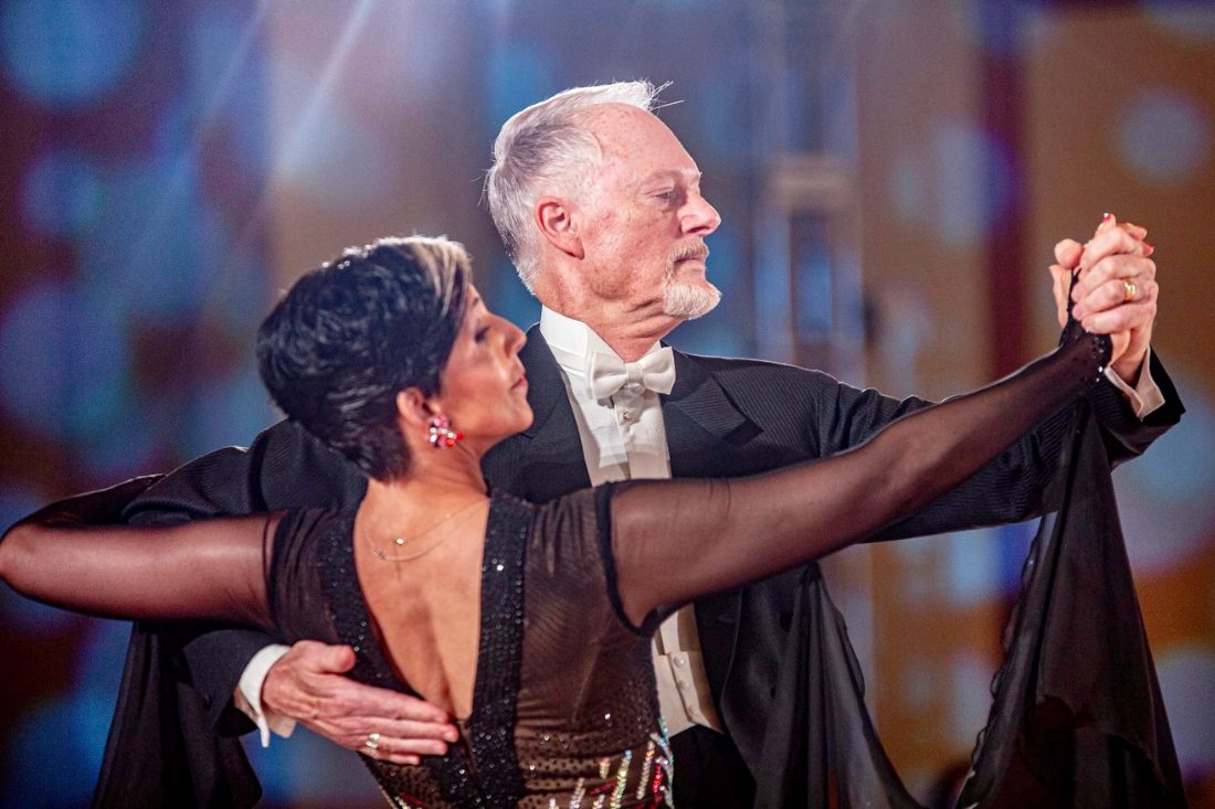 Mary dancing a waltz in competition